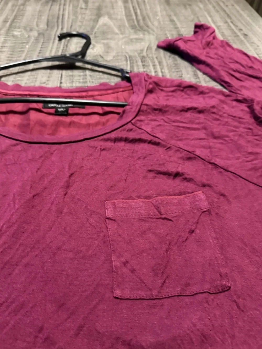 Midnight by Carole Hochman Long Sleeve Pocket Tee in Magenta Berry